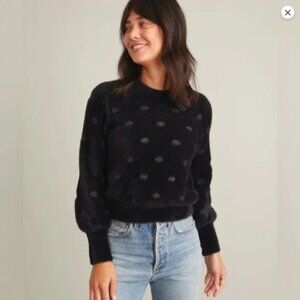 Marine Layer Arielle Crewneck Sweater in Black/Metallic Funfetti, Size S